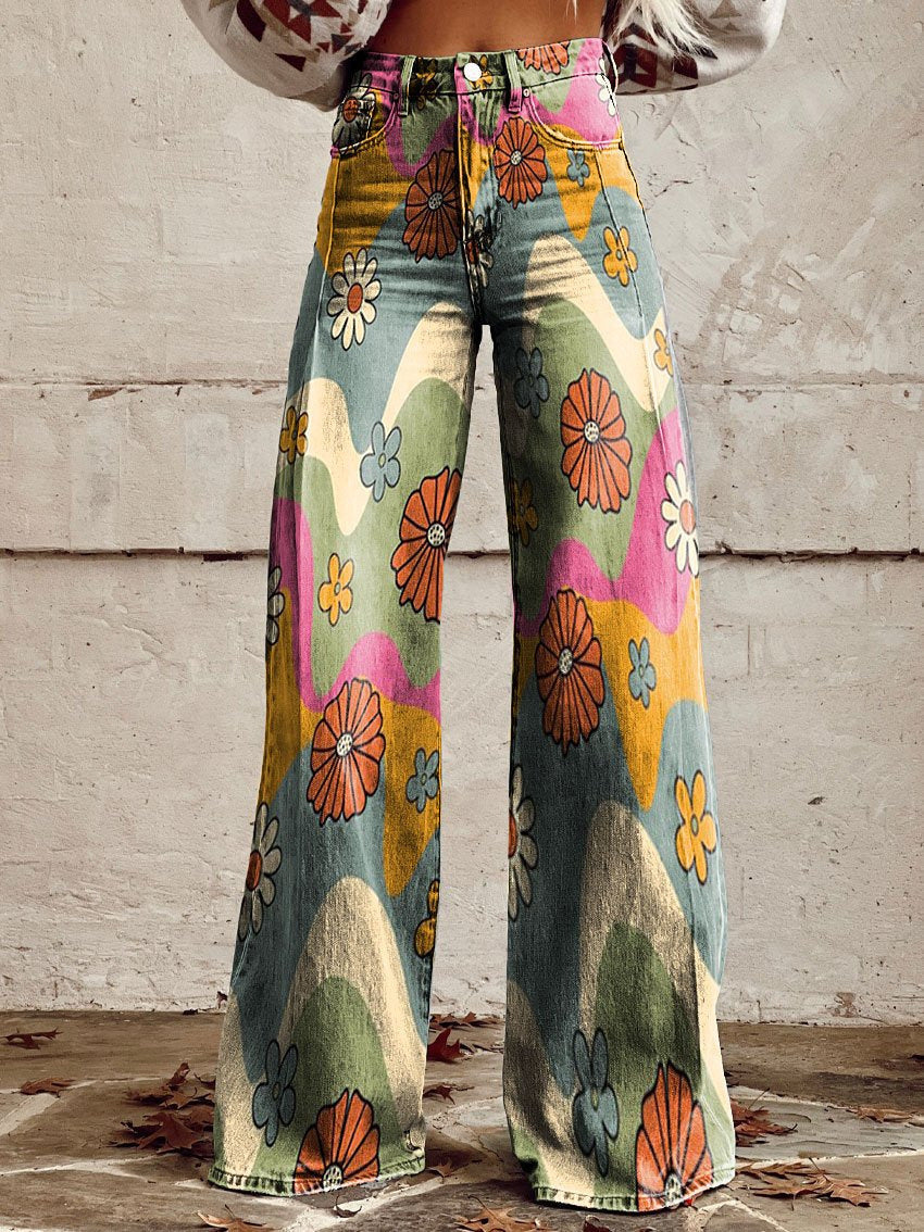 Sylvie | Pantalon large à motifs floraux psychédéliques