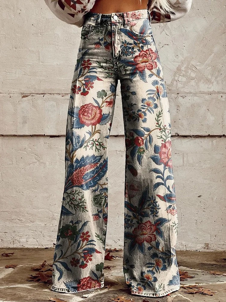 Clarisse - Pantalon large à fleurs vintage