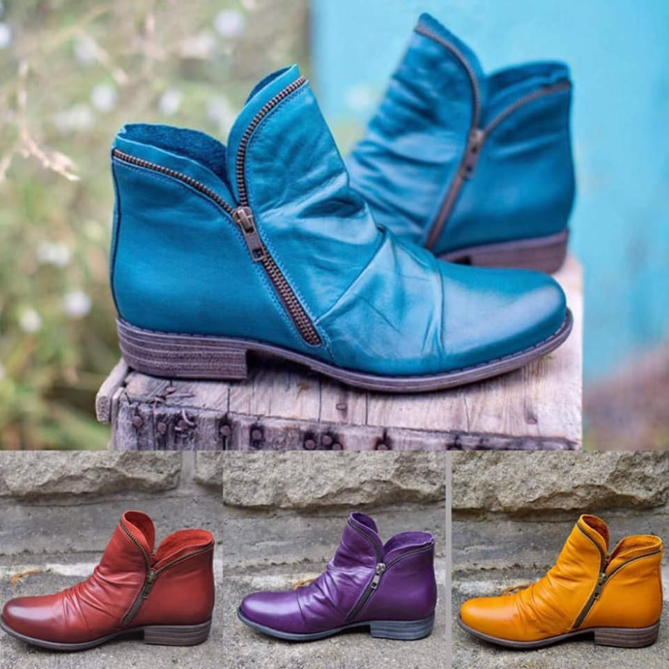 VIANNELE™ | Bottes en Cuir Zippées